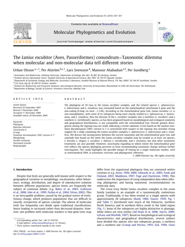 The Lanius Excubitor (Aves, Passeriformes) Conundrum—Taxonomic Dilemma When Molecular and Non-Molecular Data Tell Different Stories