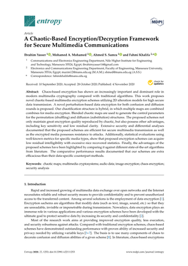 A Chaotic-Based Encryption/Decryption Framework for Secure Multimedia Communications