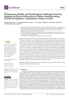 Performance, Health, and Psychological Challenges Faced by Students of Physical Education in Online Learning During COVID-19 Epidemic: a Qualitative Study in China