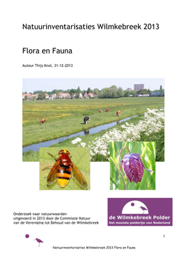 Natuurinventarisaties Wilmkebreek 2013 Flora En Fauna