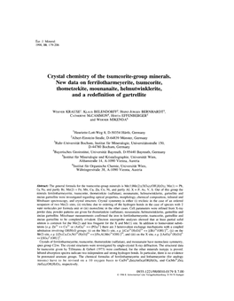 Crystal Chemistry of the Tsumcorite-Group Minerals. New