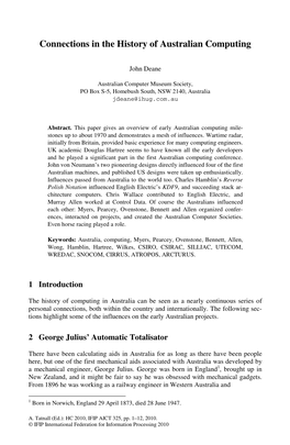 Connections in the History of Australian Computing