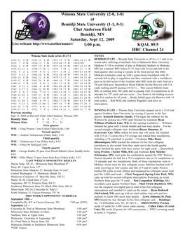 Winona State University (2-0, 1-0) at Bemidji State University (1-1, 0-1