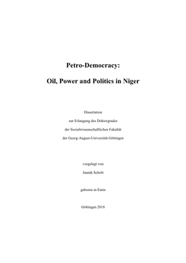 Petro-Democracy: Oil, Power and Politics in Niger