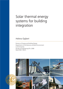 Solar Thermal Energy Systems for Building Integration