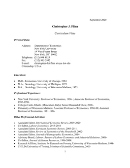 Christopher J. Flinn Curriculum Vitae