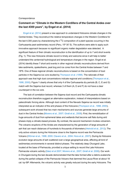 Climate in the Western Cordillera of the Central Andes Over the Last 4300 Years”, by Engel Et Al