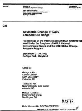 025 Asymetric Change of Daily Temperature Range