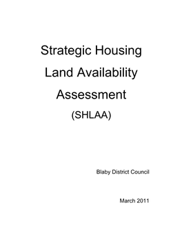 Strategic Housing Land Availability Assessment (SHLAA)