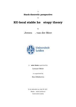 KU-Local Stable Homotopy Theory