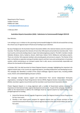 (AAA) - Submission to Commonwealth Budget 2019-20