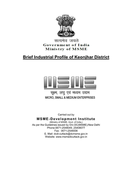 Brief Industrial Profile of Keonjhar District