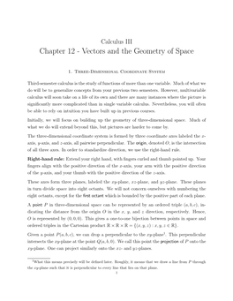 Chapter 12 - Vectors and the Geometry of Space