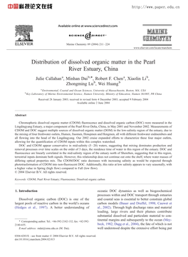 Distribution of Dissolved Organic Matter in the Pearl River Estuary, China