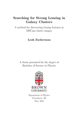 Searching for Strong Lensing in Galaxy Clusters a Method for Discovering Lensing Features in Decam Cluster Images