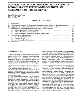 Competition and Asymmetric Regulation in Long-Distance Telecommunications: an Assessment of the Evidence