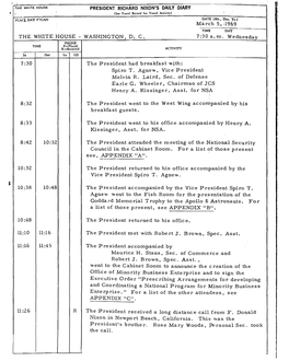 President Richard Nixon's Daily Diary, March 1-15, 1969