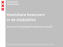 Kwetsbare Bewoners in De Gebieden