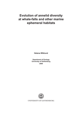 Evolution of Annelid Diversity at Whalefalls and Other Marine