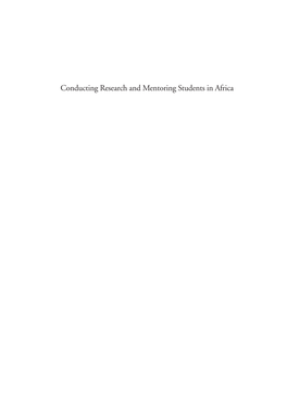 Conducting Research and Mentoring Students in Africa This Is a Research Report from The
