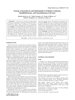 Synergy of Karenitecin and Mafosfamide in Pediatric Leukemia, Medulloblastoma, and Neuroblastoma Cell Lines