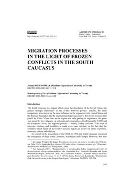 Migration Processes in the Light of Frozen Conflicts in the South Caucasus