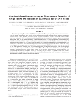 Microbead-Based Immunoassay for Simultaneous Detection of Shiga Toxins and Isolation of Escherichia Coli O157 in Foods