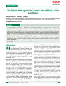 The Role of Metacognition in Students' Mental Models of the Quantization