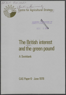 The British Interest and the Green Pound