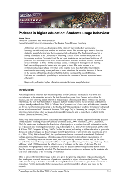 Podcast in Higher Education: Students Usage Behaviour