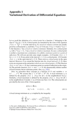 Appendix 1 Variational Derivation of Differential Equations