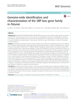 Genome-Wide Identification and Characterization of the SBP-Box