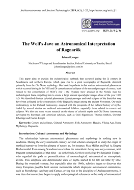 An Astronomical Interpretation of Ragnarök