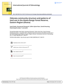 Odonata Community Structure and Patterns of Land Use in the Atewa Range Forest Reserve, Eastern Region (Ghana)