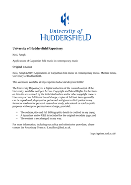 University of Huddersfield Repository