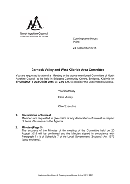 Garnock Valley and West Kilbride Area Committee