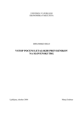 Vstop Poceni Letalskih Prevoznikov Na Slovenski Trg