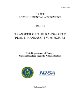 Transfer of the Kansas City Plant, Kansas City, Missouri