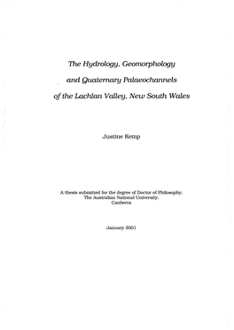 The Hydrology, Geomorphology and Quaternary Palaeochannels of the Lachlan Valley, New South Wales