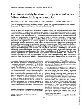 Urethro-Vesical Dysfunction in Progressive Autonomic Failure with Multiple System Atrophy