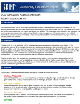 SOX Vulnerability Assessment Report