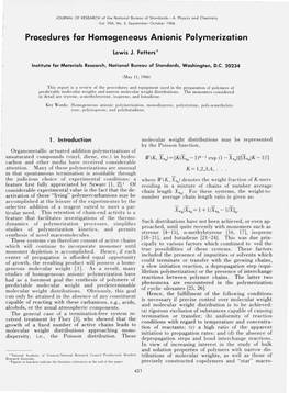 Procedures for Homogeneous Anionic Polymerization