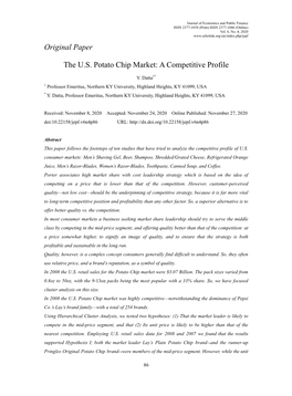 Original Paper the US Potato Chip Market: a Competitive Profile