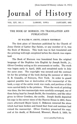 The Book of Mormon, Its Translation and Publication