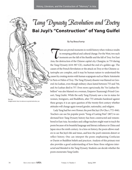 Tang Dynasty Revolution and Poetry Bai Juyi’S “Construction” of Yang Guifei