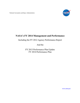 Including the FY 2012 Agency Performance Report And