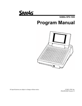 Sam4s SPS-1000 Programming Manual
