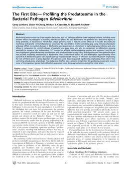 Profiling the Predatosome in the Bacterial Pathogen Bdellovibrio