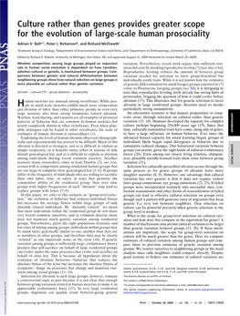 Culture Rather Than Genes Provides Greater Scope for the Evolution of Large-Scale Human Prosociality