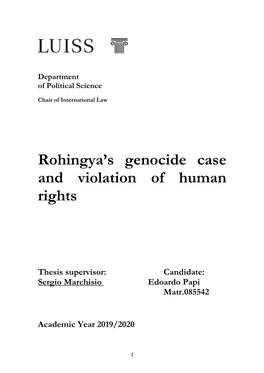 Rohingya's Genocide Case and Violation of Human Rights